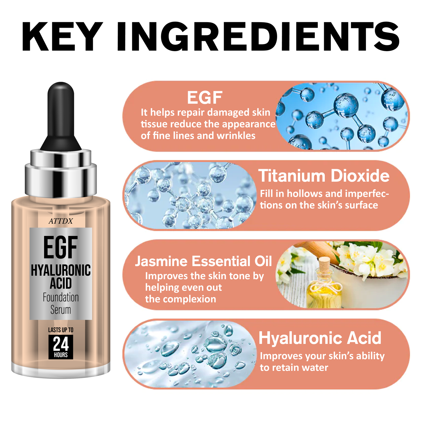 ATTDX EGF HyaluronicAcid FoundationSerum