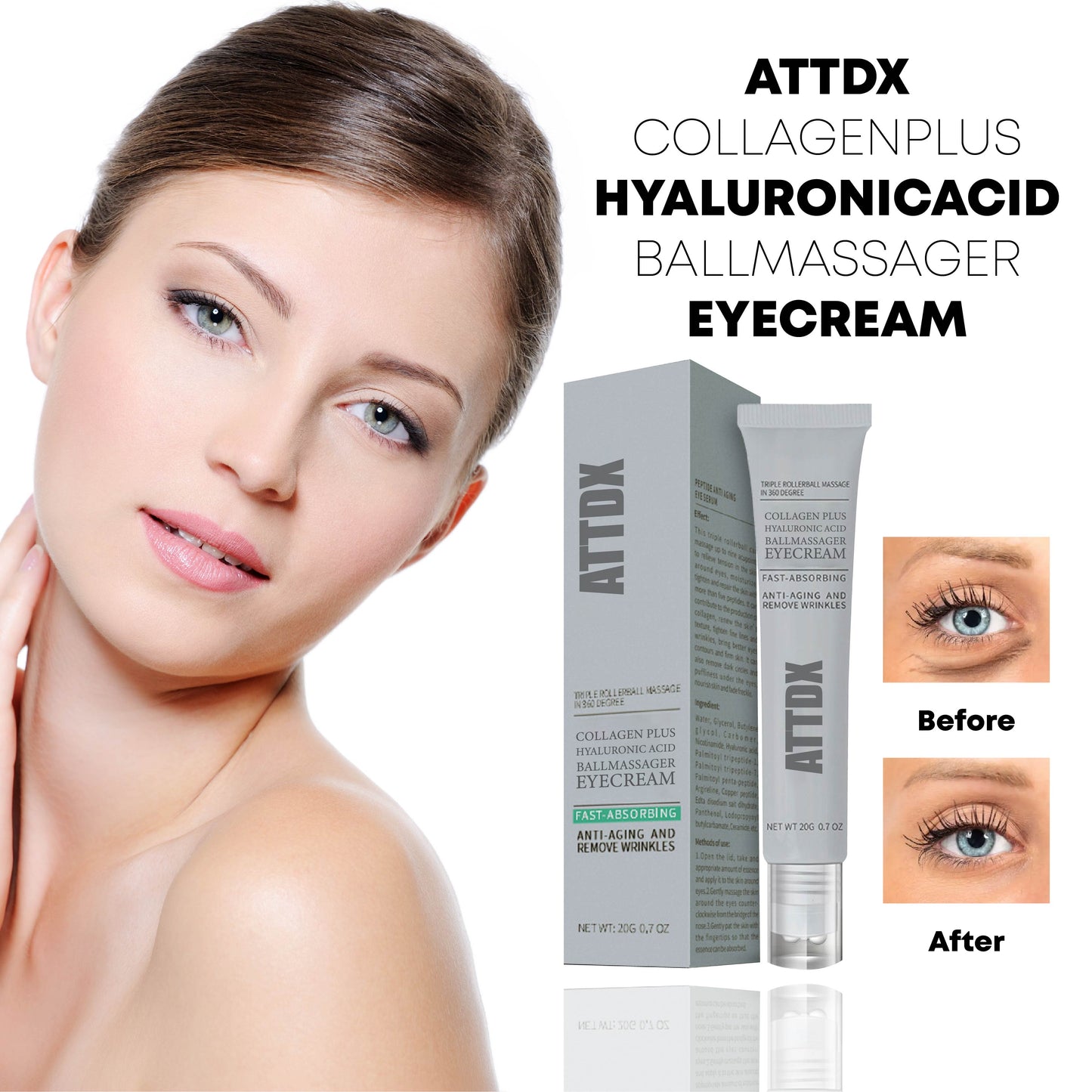 ATTDX CollagenPlus HyaluronicAcid BallMassager EyeCream