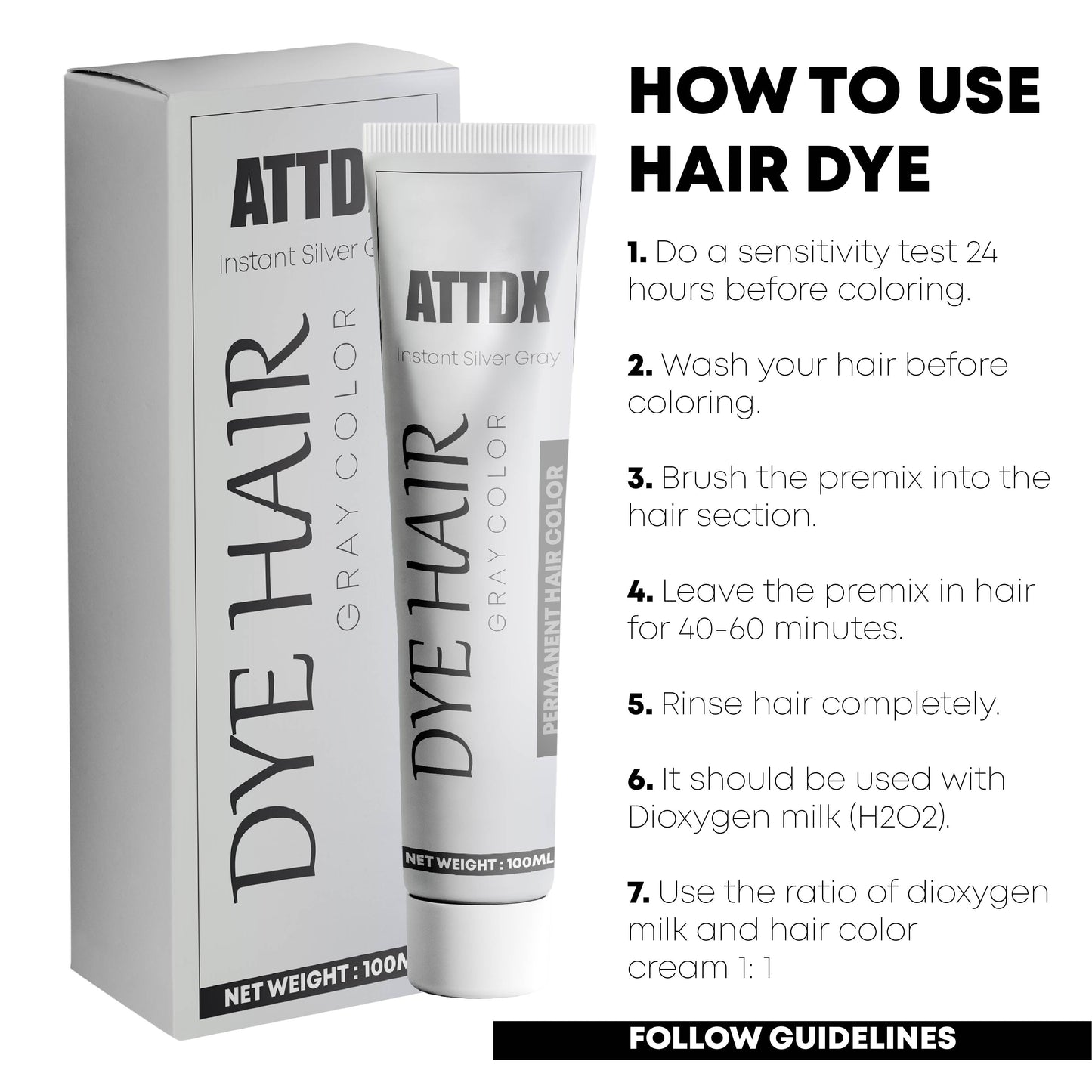 ATTDX Instant SilverGray Hair Dye