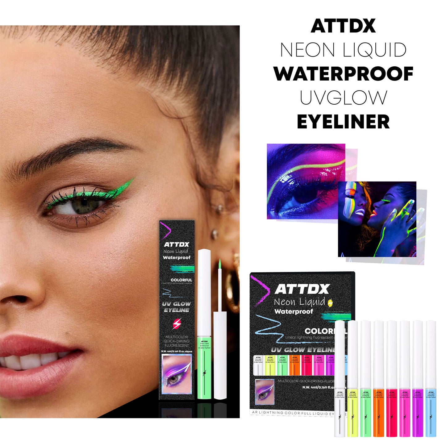 ATTDX Neon Liquid Waterproof UVGlow Eyeliner