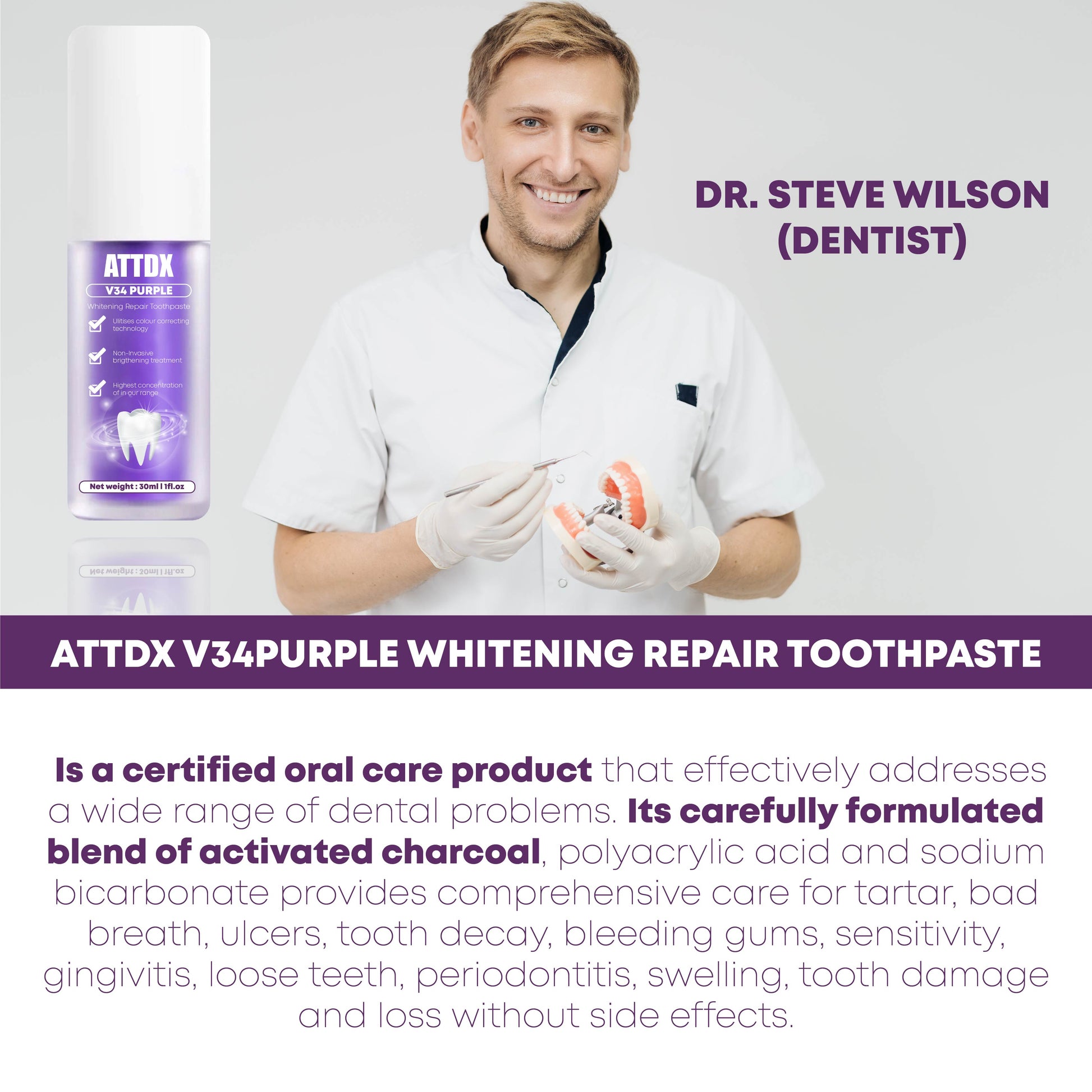 ATTDX V34Purple Whitening Repair Toothpaste – DeFast Card