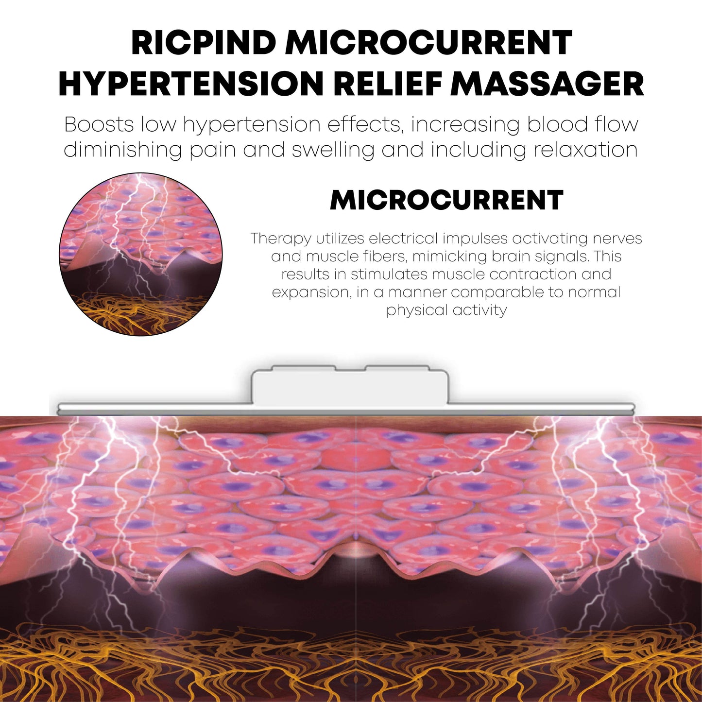 Ricpind Microcurrent HypertensionRelief Massager